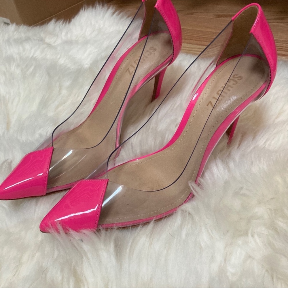 SCHUTZ Pink transparent pointy Heels